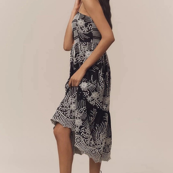 By Anthropologie Sleeveless Sweetheart Tiered Midi Dress SZ M - Picture 2 of 4